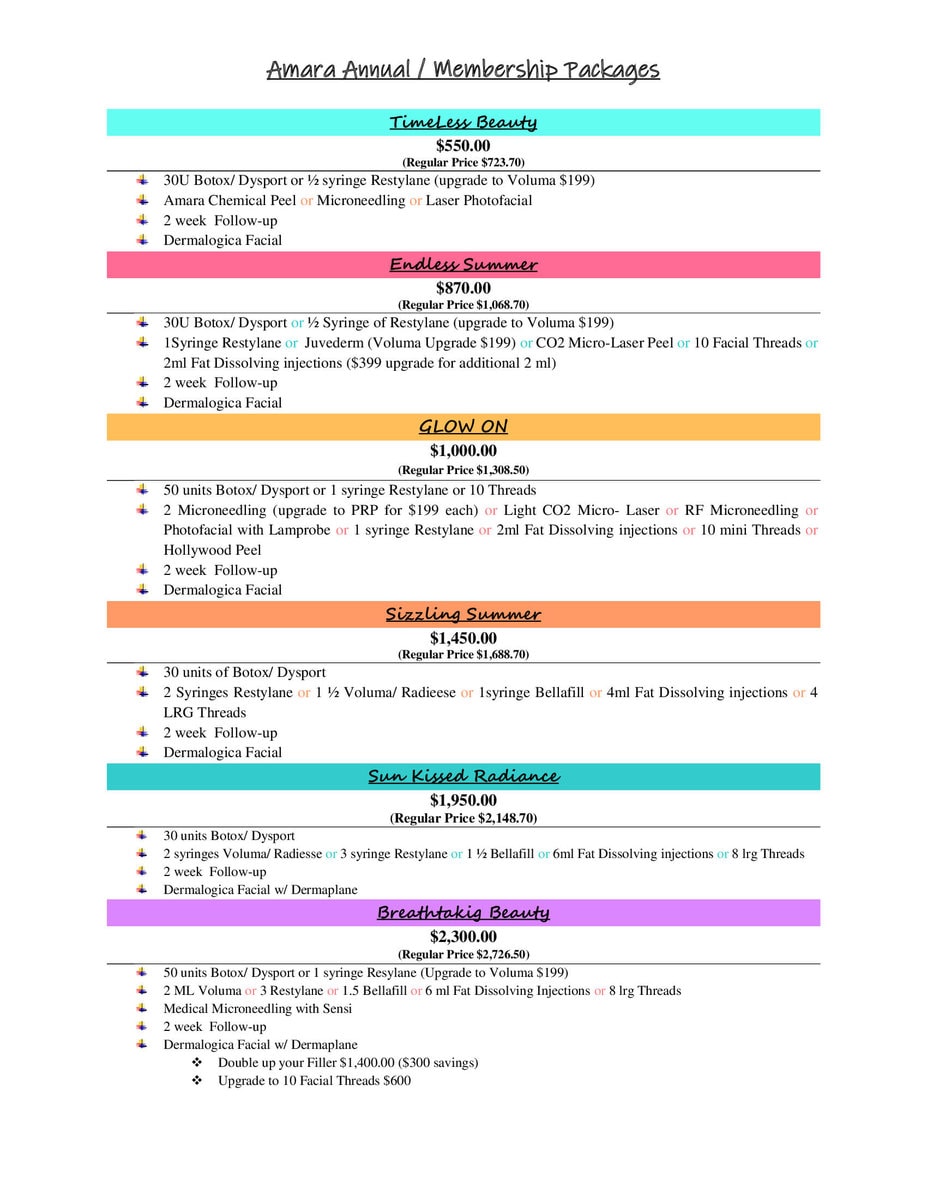 Specials 5 Amara Packages Summer 2022