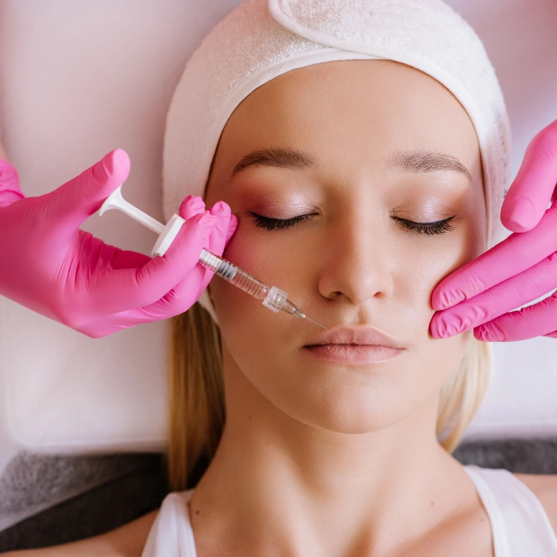 Aesthetic injector administering facial dermal filler injection in Yuma, AZ | Amara Rejuve Medical Spa & Laser