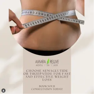 Woman measuring waistline following body contouring and slimming treatment in Yuma, AZ | Amara Rejuve Medical Spa & Laser